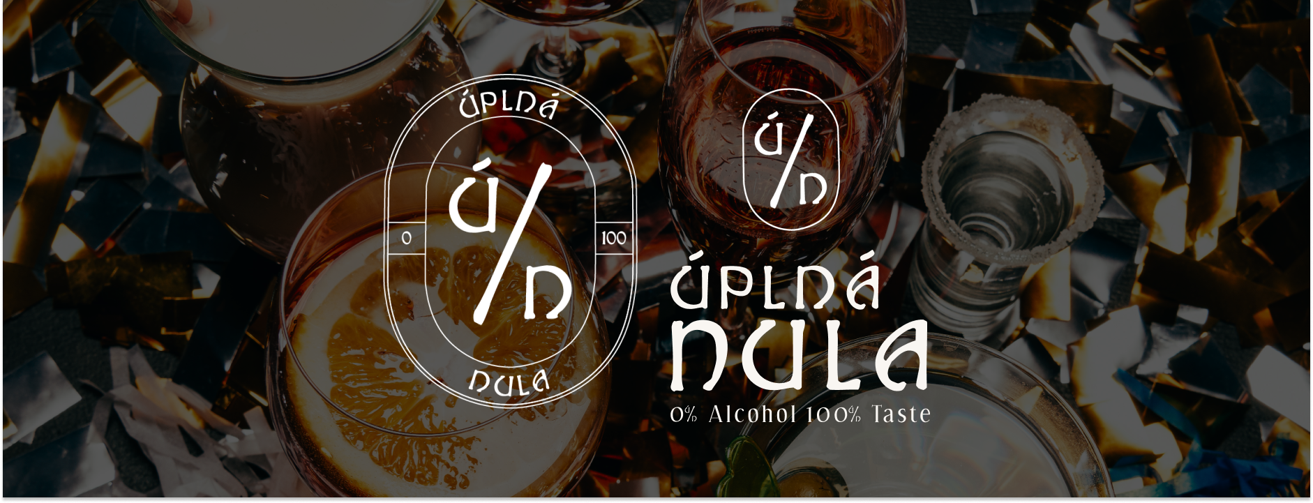 Úplná Nula logo marks and brand color palette with hex codes.